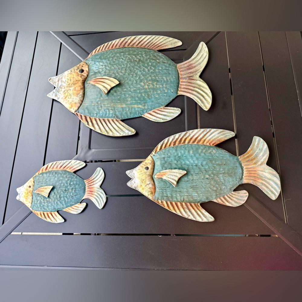 Set of Three Decorative Fish Wall Metal